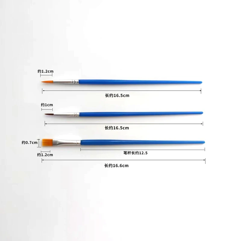 6pcs/12pcs plastic rod digital oil painting brushes, nylon outlining brushes, flat head brushes, and special brushes for colorin