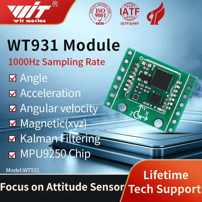 WitMotion WT931(1000Hz Electronic Compass+Tilt Sensor)MPU9250 9-axis Acceleration+Gyro+Angle +Magnetometer with Kalman Filtering