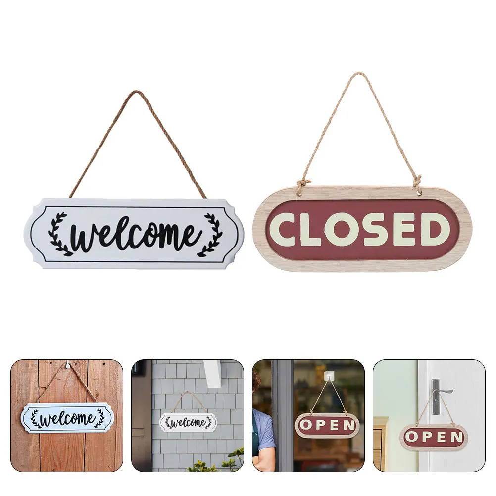 

2Pcs Wooden Open Closed Rustic Hanging Business Sign for Cafe Restaurant Shop Door Decor Open Closed Signs for Business
