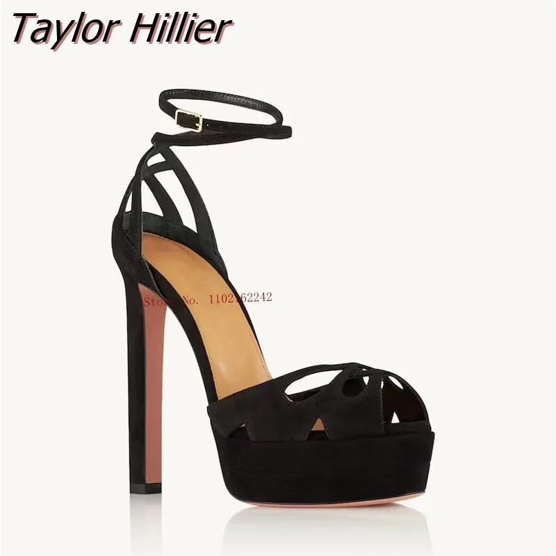 New Summer Water Platform Open-Toed Sandals Women\'S Gold Fashion Thick Heel Cross Buckle Strap Sandals Simple Sexy All-Match 46