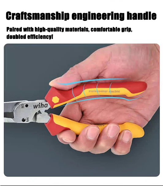 Wiha 6-in-1 Multifunktionale Isolierte Elektrikerzange, 1000V Drahtabisolierung, Crimpen, Schneiden, Industriequalität Werkzeug 47199 – Detail 8