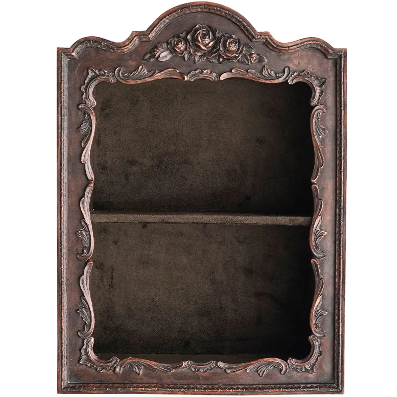 

Французский ретро резной стеллаж, европейский рельеф из смолы, многослойный настенный шкаф для хранения, настенный подвесной шкаф