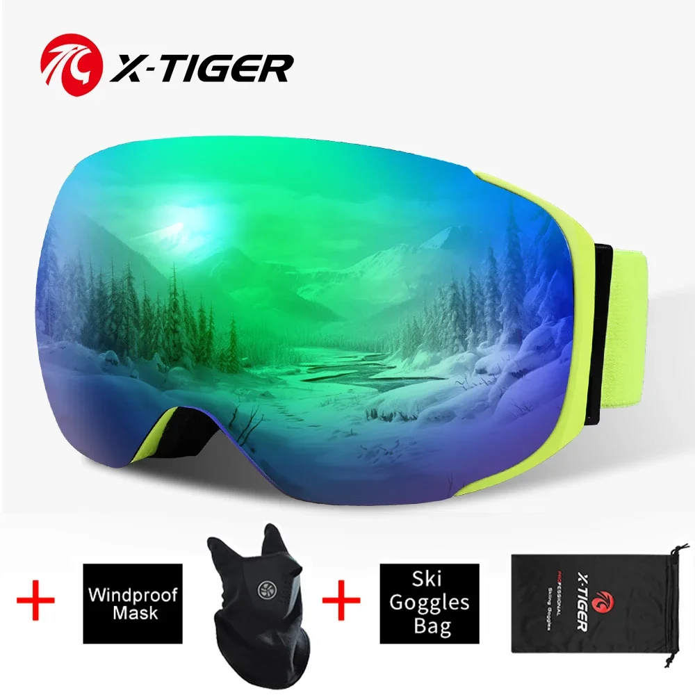 

X-TIGER Magnetic Ski Goggles UV400 Winter Skiing Eyewear Anti-fog Lens Women Men Outdoor Sports Snowboard Snow Cycling Sunglass