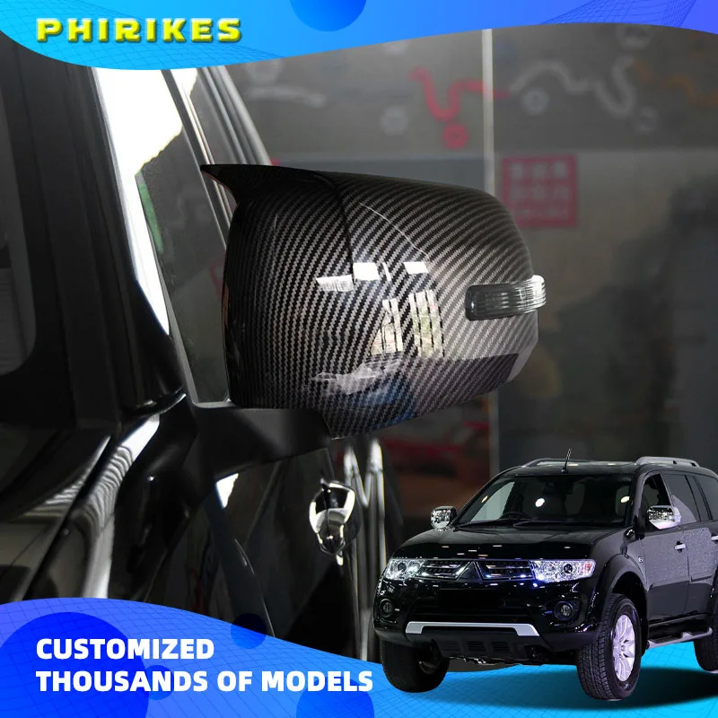 2PCS For Mitsu Pajero Sport 2009-2014 Car Rearview Side Mirror Cover Wing Cap Exterior Door Housing Shell Trim ABS Chrome
