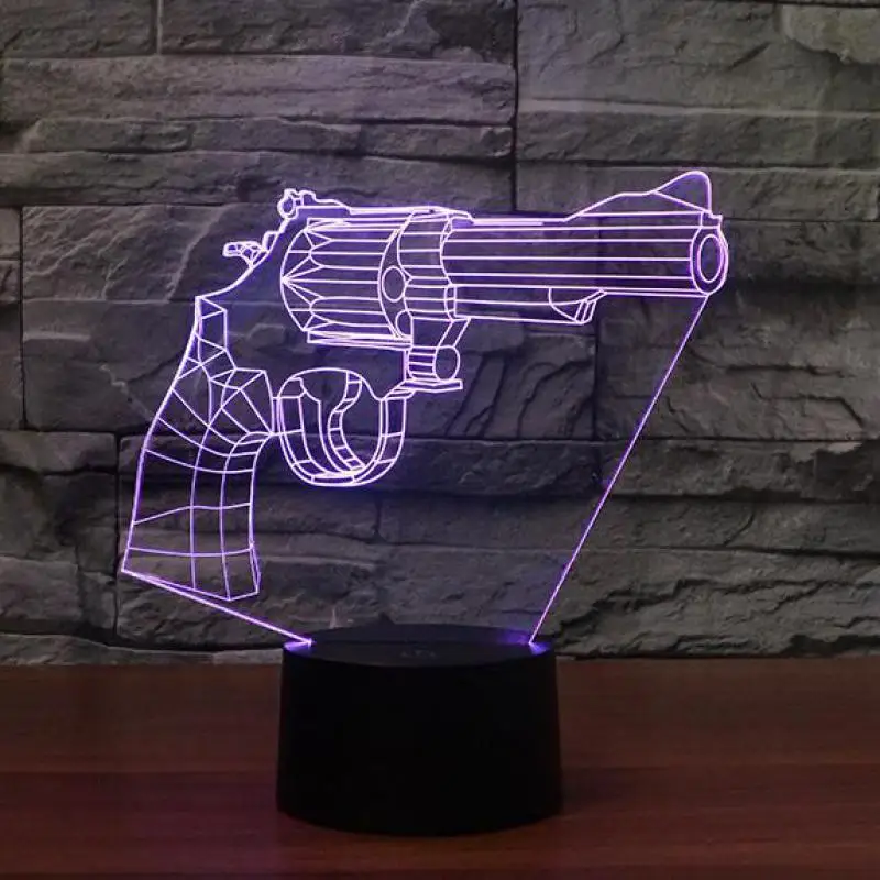 Pistol Modeling Colorful 3d Table Lamps For Living Room Personal Gift Led Nightlight 7 Color Change Desk Lamp