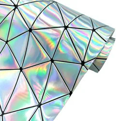 A5 Holographic Iridescent Embossed Faux PU Leather Fabric For Christmas Bows Crafts Doll DIY Handmade Decor Material