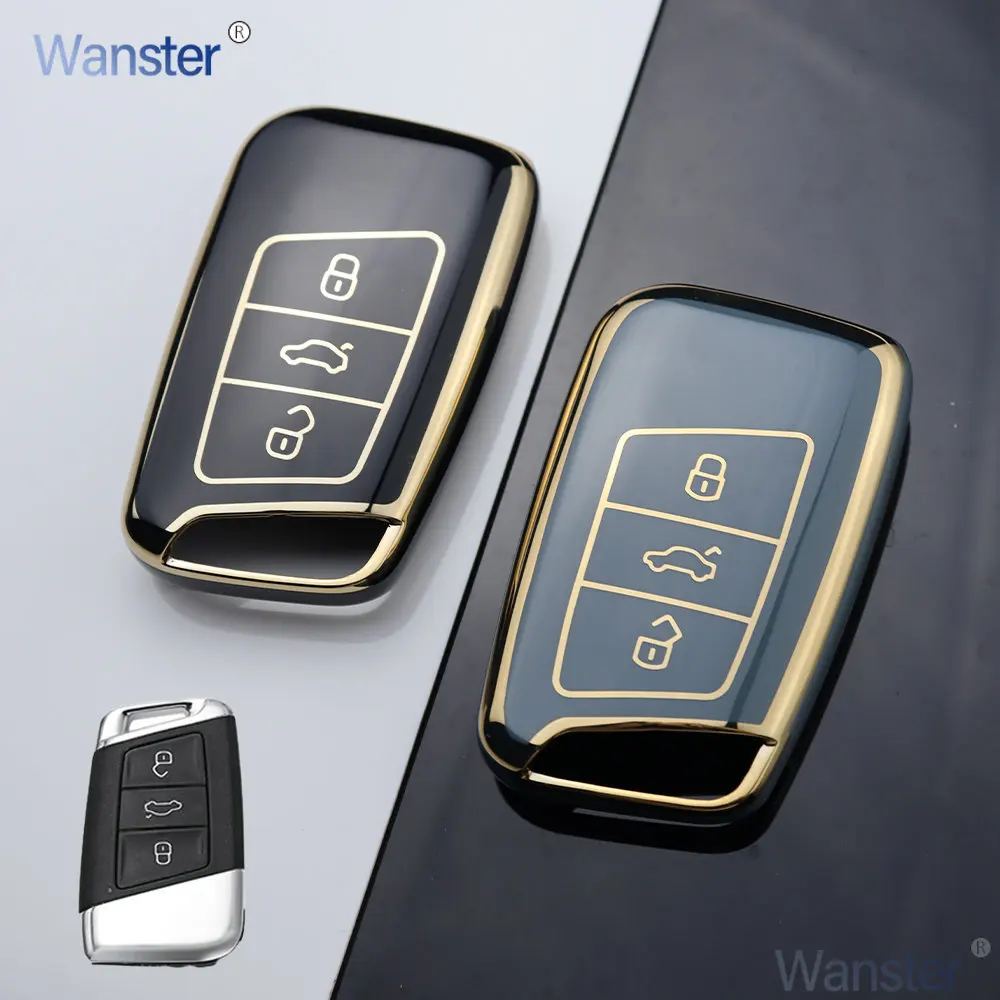 3 Bottons TPU Plastic Car Key Case Cover Shell for VW Volkswagen Passat B8 Magotan Gte for Skoda Kodiaq Superb A7 Smart Keyless