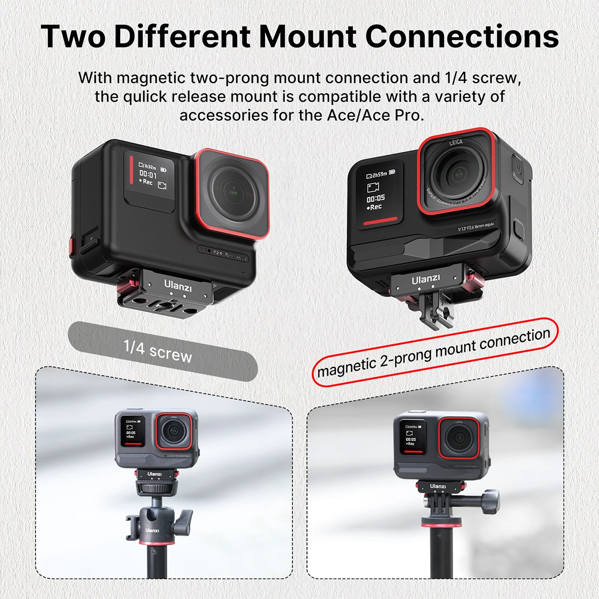 Ulanzi IN-01 IN-03 Magnetic Quick Release Plate Mount for Gopro Insta360 with 1/4"Screw Action Camera Interface