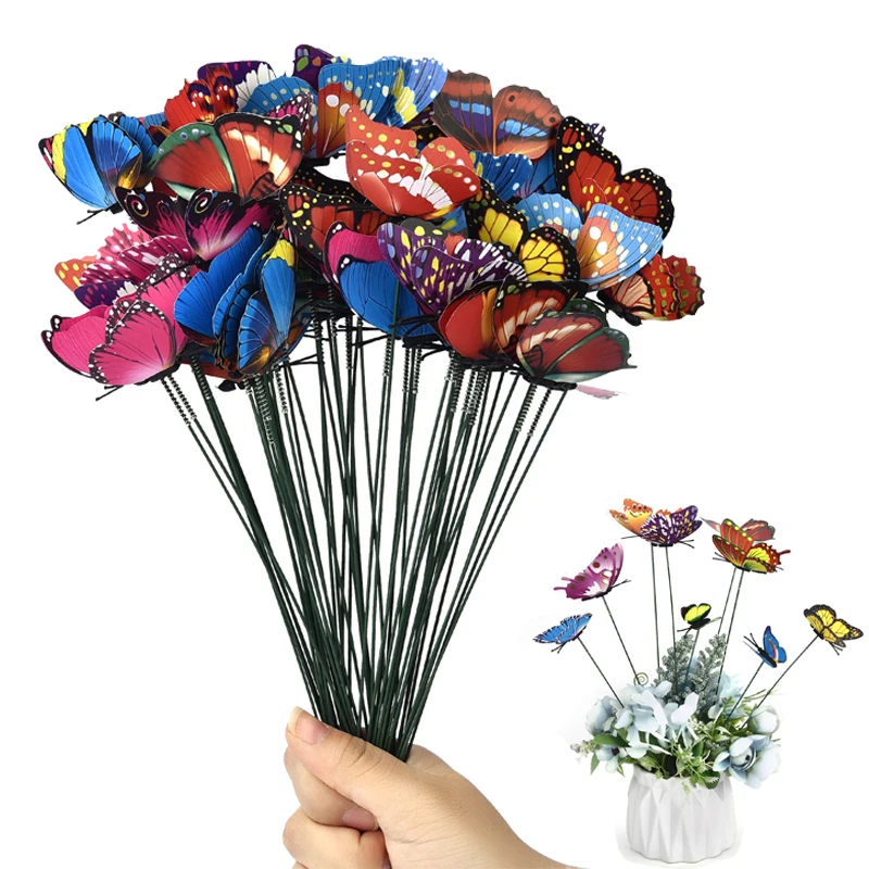 

10/15pcs Set Butterflies Garden Yard Planter Colorful Whimsical Butterfly Stakes Decoracion Outdoor Decor Gardening Decoration