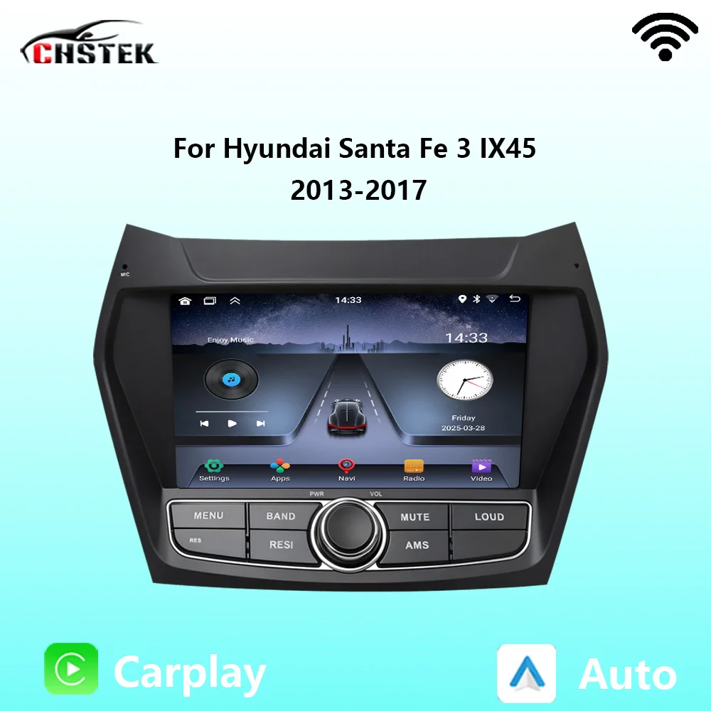 CHSTEK Car Radio Carplay Android Auto For Hyundai Santa Fe IX45 SantaFe 3 2014-2018 Multimedia Stereo Navigation Bluetooth WIFI