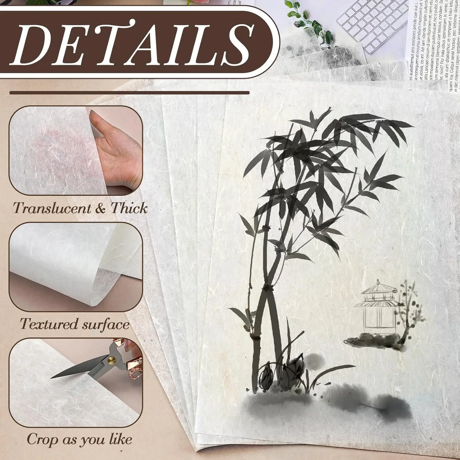 ورق التوت A4 20/50/100 ورقة ورق الأرز الطبيعي لـ Decoupage الكتابة اللوحة الطباعة بطاقة الزخرفية صنع تغليف الهدايا #3