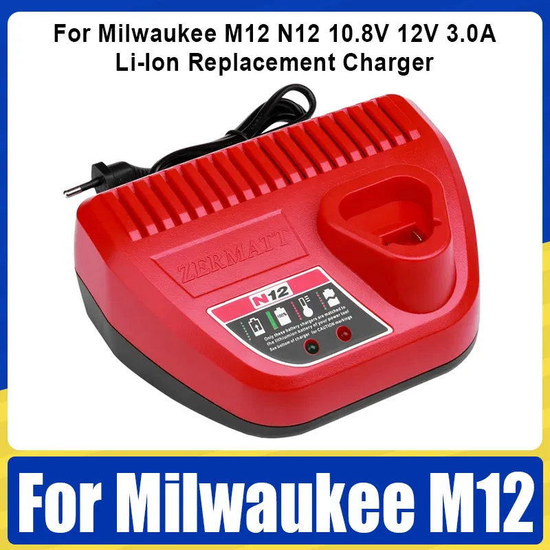 

For Milwaukee M12 10.8V 12V 3.0A Li-Ion Replacement Charger N12 48-59-2401 48-11-2402 Power Tools Lithium-Ion Battery Charger