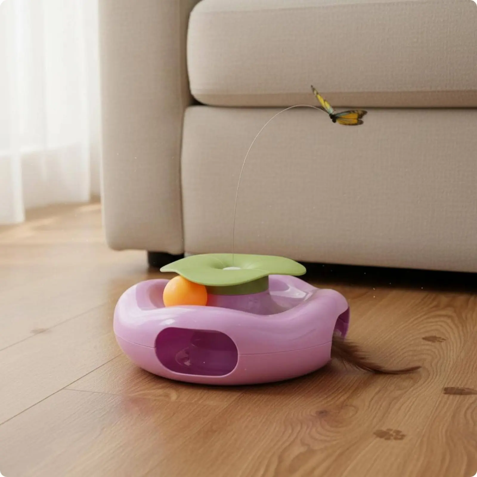Butterfly Chase Toy Interactive Electric Butterfly Feline Toy Creature Plaything Replaceable Head for Indoor