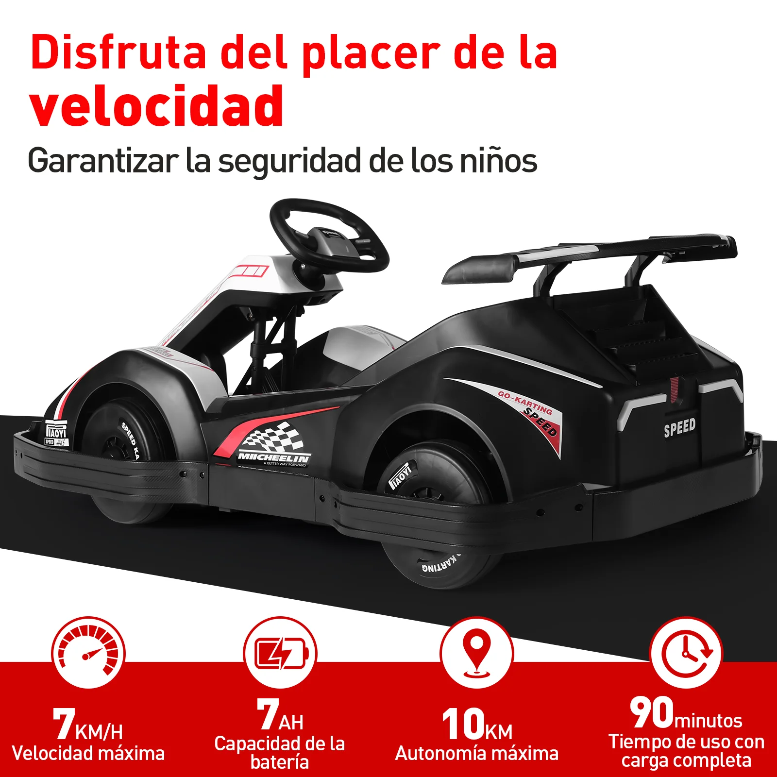 HONEYWHALE Go Kart electric for children, electric skate with remote Control mode, maximum speed 7 km/h, 90 minutes of use with a full charge,