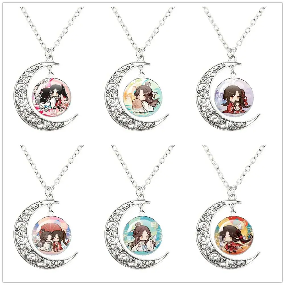 Heaven Official’s Blessing Cosplay Cute Hua Cheng Xie Lian Handmade The Moon Necklace Glass Dome Pendant Jewelry For Fans