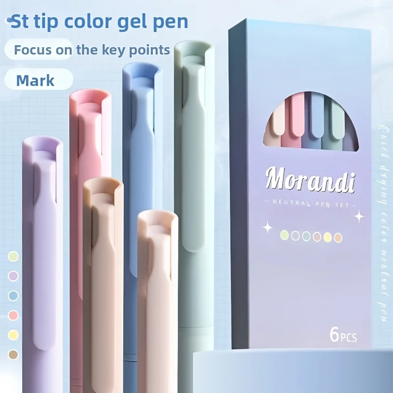 Simple Design Colorful Click-Type Ballpoint Pen High Aesthetic Value INS Student Highlighter Office Signature ST Needle Head Pen