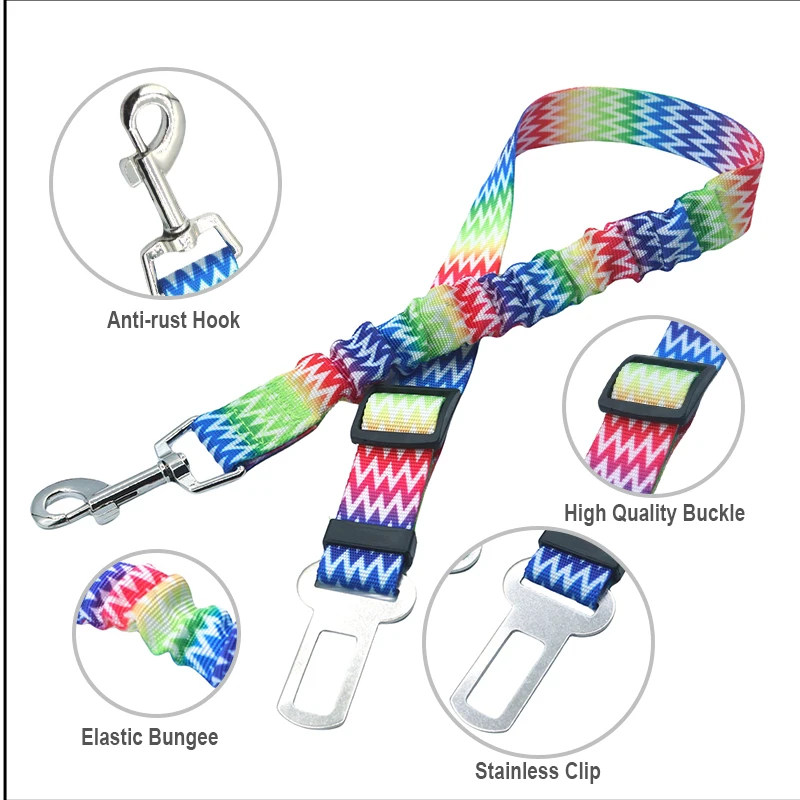 Dog Seat Belts Car Seat Belts Dog Seat Belts Adjustable Durable Anti Nylon Printed Fabric Tethers Pet Car Travel Items