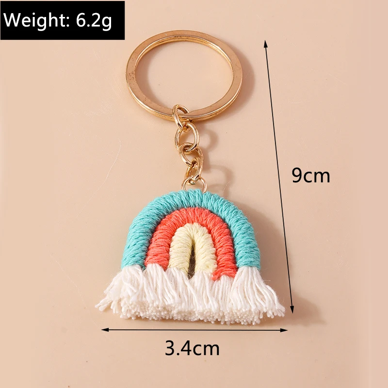 Niedlicher handgestrickter Regenbogen-Quasten-Schlüsselanhänger für Damen und Mädchen, Schlüsselanhänger für Autoschlüsselhalter, Handtasche, Anhänger, DIY-Schlüsselanhänger, Schmuck, Geschenke – Detail 3