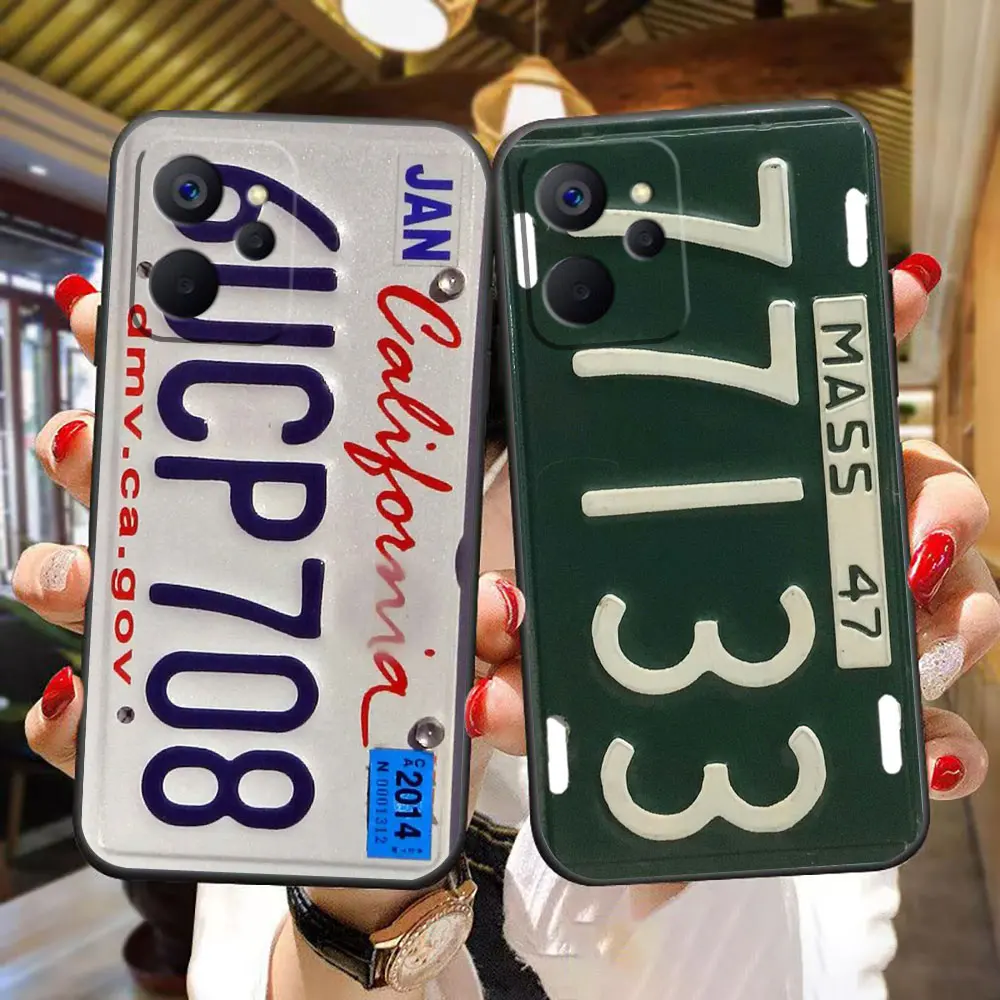 Funny License Plate Number Car Phone Case For OPPO Realme X50 XT X 11 10 9 9I 8 8I 7 6 Plus 5G Case Funda Coque Shell Capa Cover