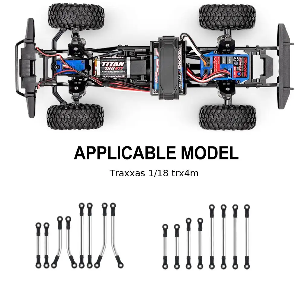 Rcgofollow Aluminium Wielbasis Stuurstang Set Rc Stuurstang Set Stuurstang Set Voor 1/18 Rc Stuurstang Set Zilver
