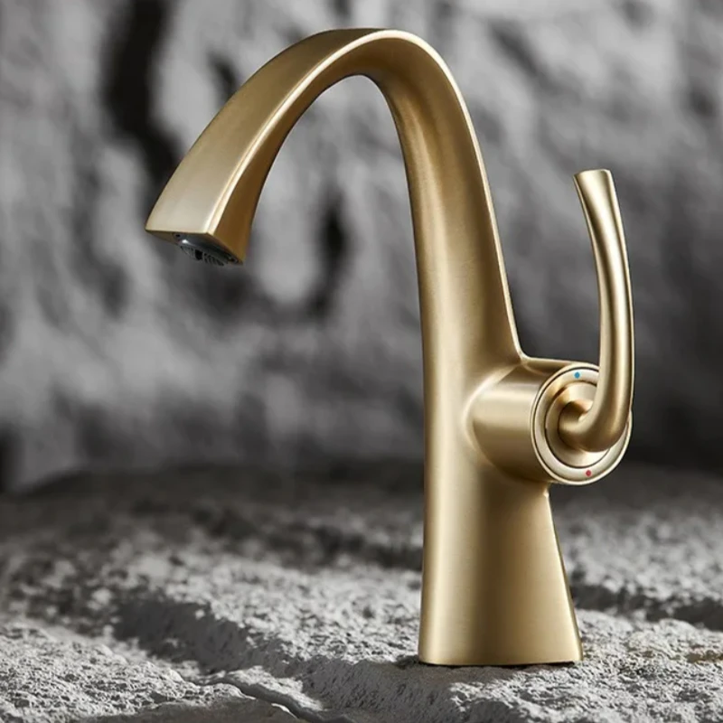 

All-Copper Hot & Cold Basin Faucet - Gray Household Bathroom Cabinet Washbasin Faucet, Easy Install