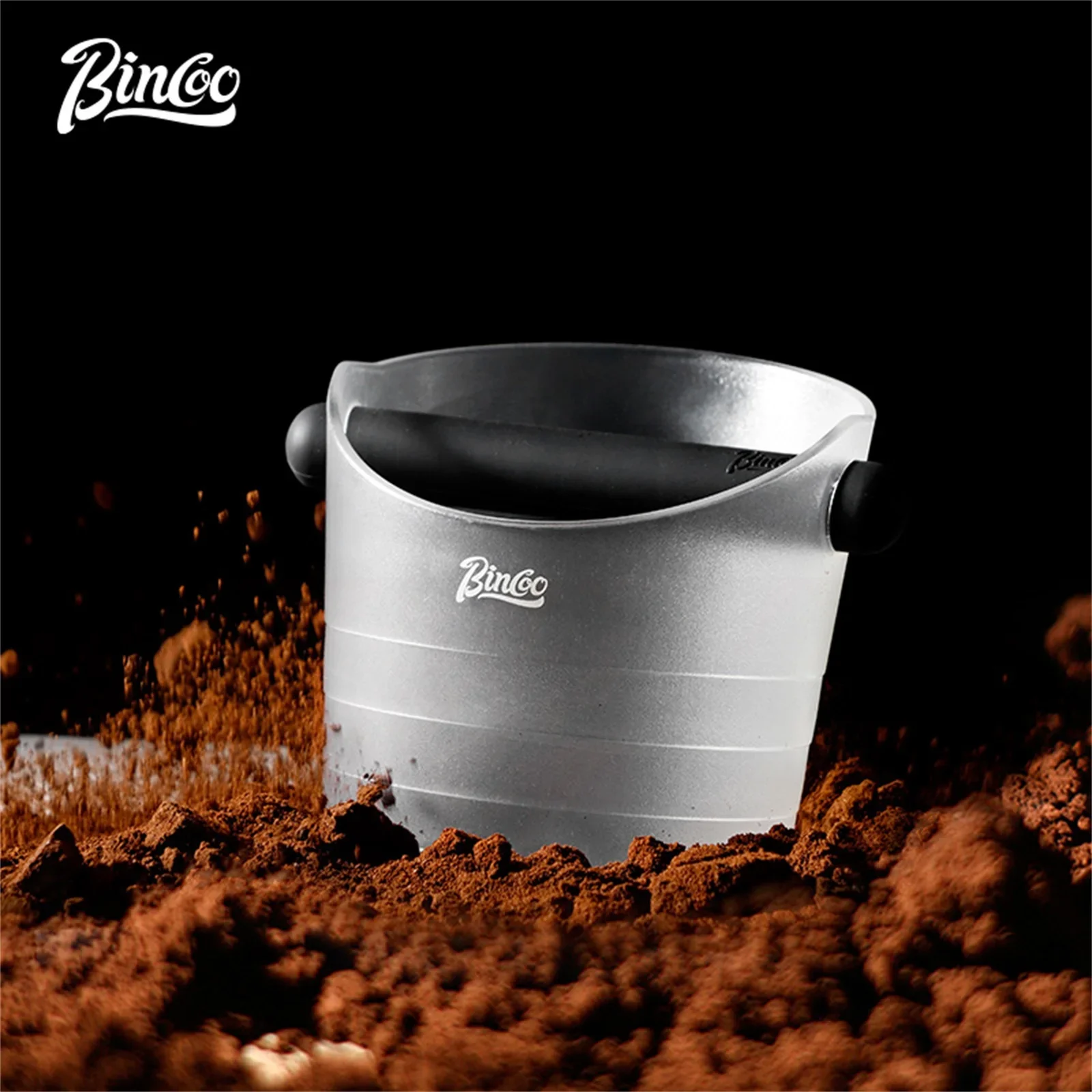 Bincoo Coffee Large Slag Bucket Home Bar Powder Slag Bucket Black Frosted Storage Powder Slag 1.2L Large Capacity