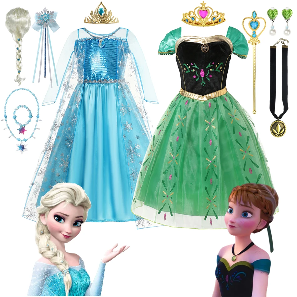 Frozen Elsa Dress for Girls 2-10 Yrs Birthday Role Anna Princess Dress For Kids Halloween Carnival Party Cosplay Girls Costume