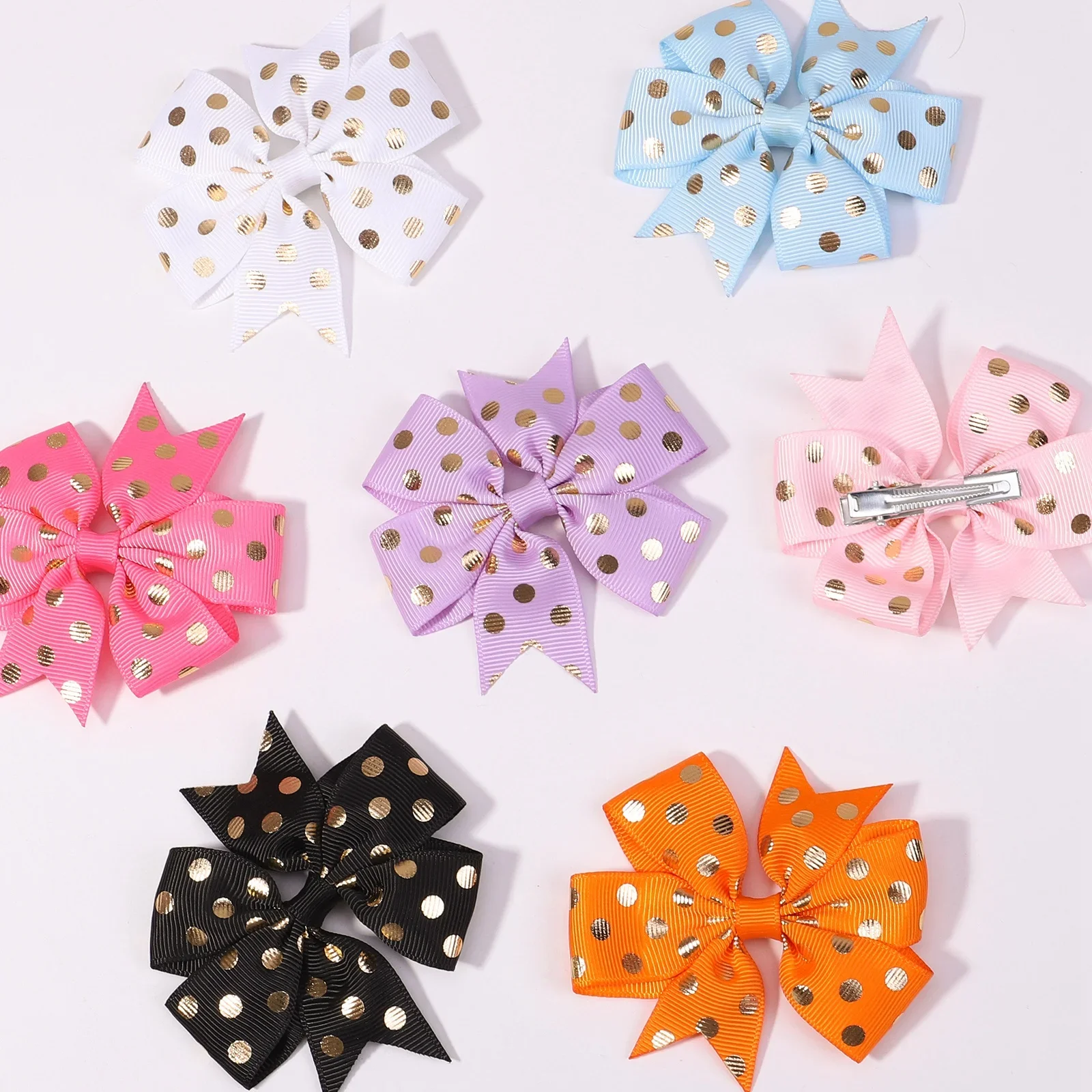 2Pcs/Lot Print Point Big Bows Hair Clips for Kids Girls Bowknots Hairpins Hair Decorate Headwear Sweet Hair Accesories Gifts