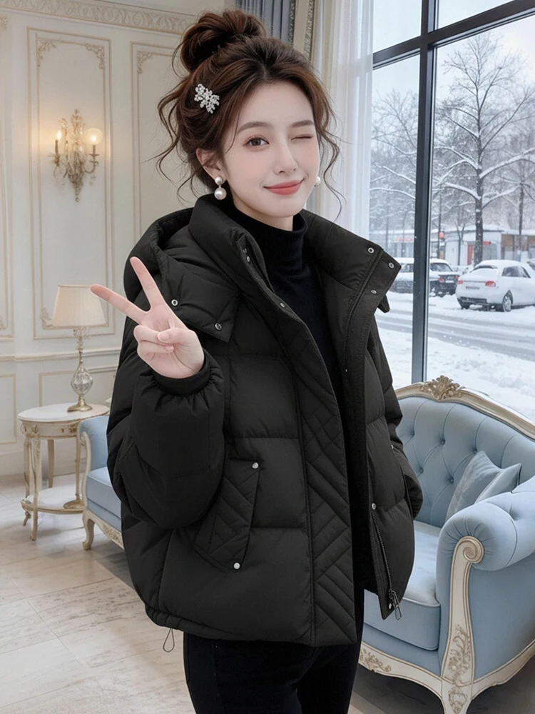 

Unique Beautiful Fce Lined Thi Warm Women's Jaet Winter High Collar Hooded ort Cotton Coat Korean Sle Commute