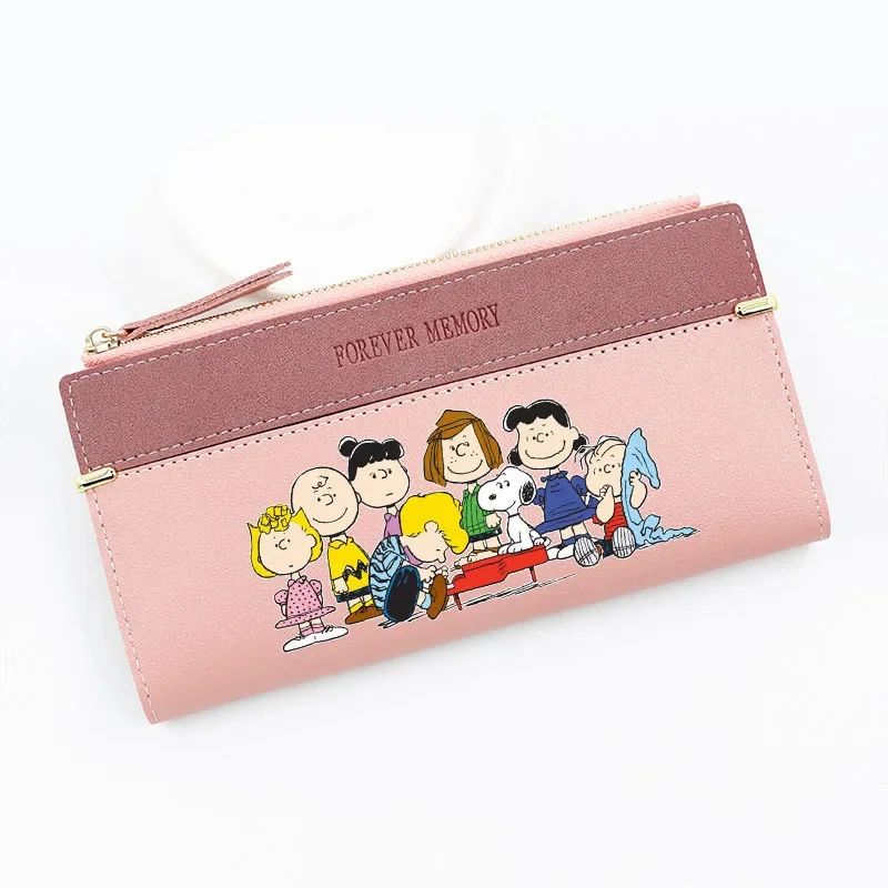 Kawaii Snoopy Wallets Women Long Purses Fashion Handbags Coin Purse Cards Holder PU Leather Billfold Storage Bag Gifts