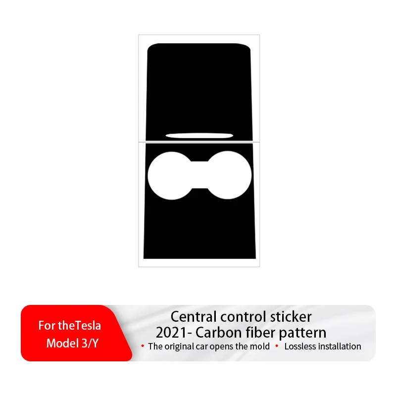 Carbon Fiber Pattern Center Console Panel Film for Tesla 2021-23 Model Y/3 – Central Control Cover Sticker