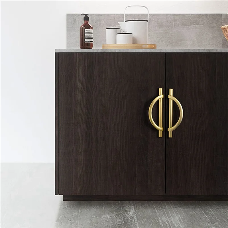 M04K 4 шт. золотые ручки для шкафа, ручки для ящика в форме полумесяца, ручки для ящика, комода, ручки для кухонного шкафа B