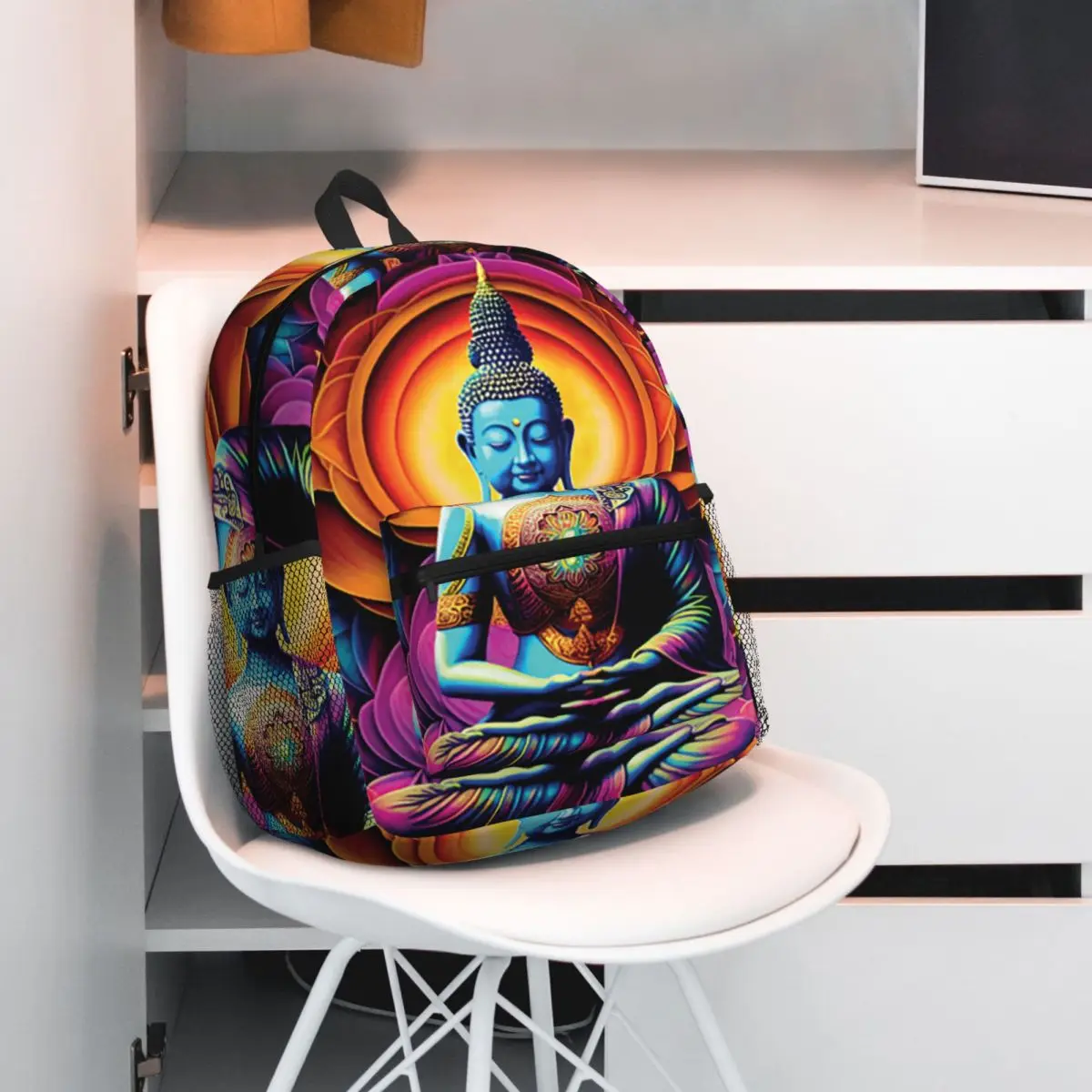 Buddha Mandala Flower Backpack Student BookBag Children School Bag Computer Shoulder Bags for Men Women