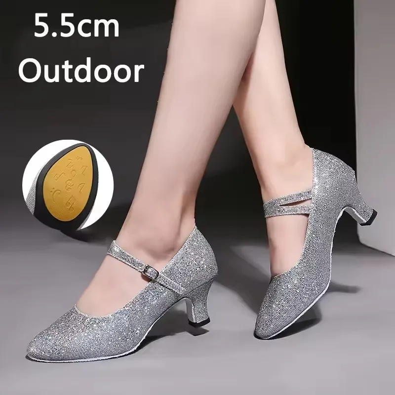 Latin Dance Shoes Lady Closed Toe Salsa Pumps Low Heels Sandals Ballroom Dancing Shoes for Women Zapatos Mujer 3.5cm 5.5cm Heels