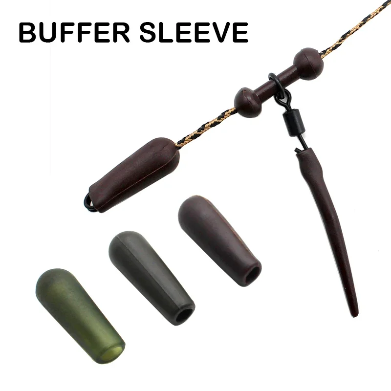 

20pcs Carp Fishing Heli Rubber Buffer Sleeve Aaialble Green/Brown/Silt For Carp Hair Chod Helicopter Rig Tackle Accessories