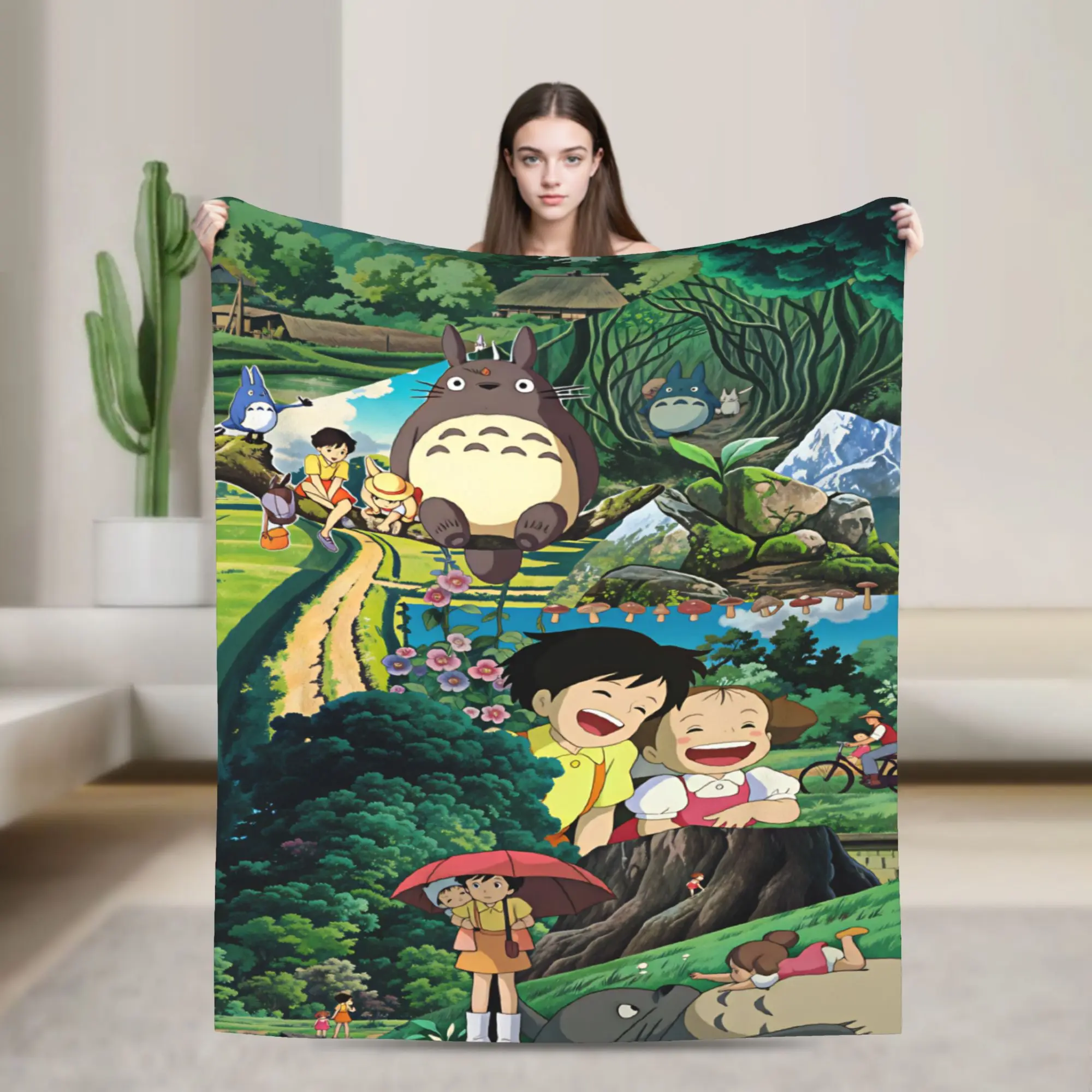 Totoro Blankets  Soft Fluffy Plush Bedding Throws For Couch Bed Travel Flannel Bedspread Bed Cover