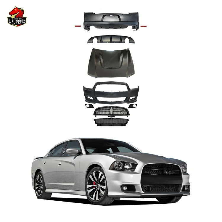 High Quality Car Body Kit For Dodge Charger Facelift SRT Style Front Rear Bumper Engine Hood Year 2008-2014