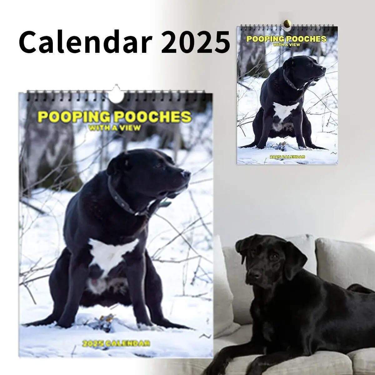 Poo Poop 2025 Calendar Funny Dogs Pong Humour Christmas Gift Dog Owner