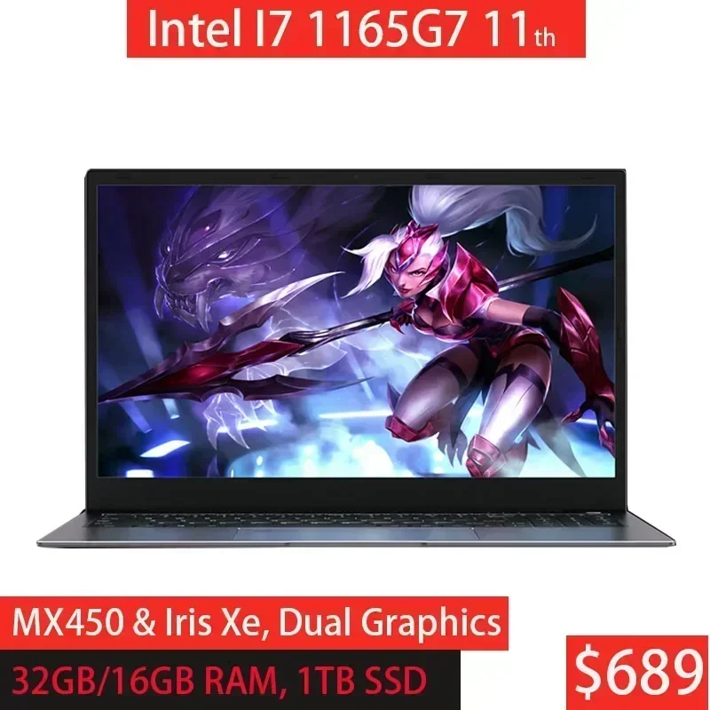 GMOLO Best Gaming Laptop 32GB/16GB DDR4 RAM  Intel I7 11th Gen CPU Geforce MX450/ Iris Xe Graphics Super Gamer Notebook Laptops