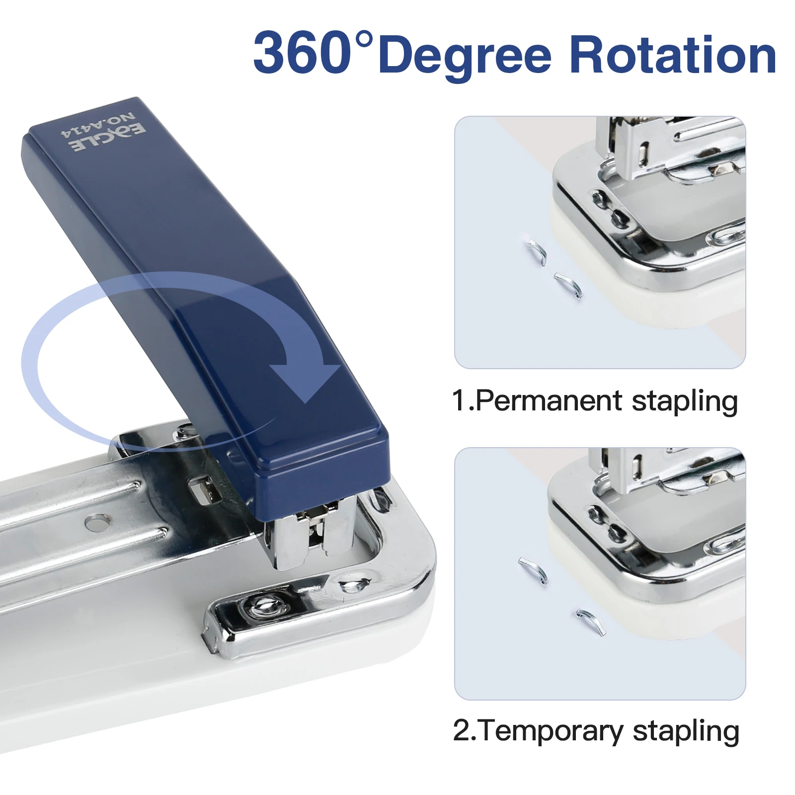 EAGLE 360 Degree Rotating Desk Stapler Swing-Arm Swivel Stapler  Desk Staplers with 1000 Staples for Booklet or Book Binding