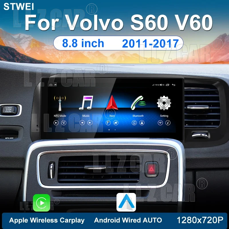 

Suitable For Volvo S60 V60 8.8-inch 2011-2017 Car Radio Multimedia Video Player Android 13 GPS Navigation DSP Carplay 4G Wi Fi