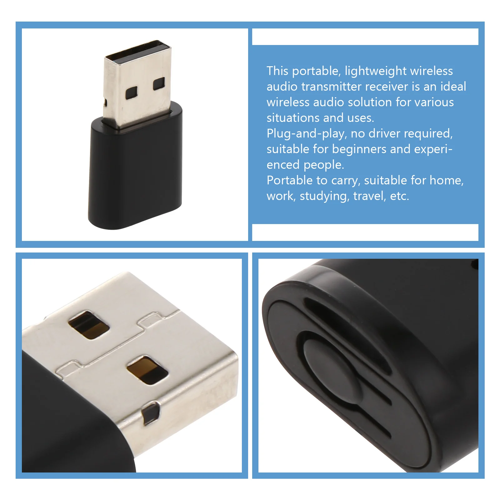 

Audio Transmitter Wireless Receiver Adapter Usb Computer Plug Play Portable For Home Work Travel