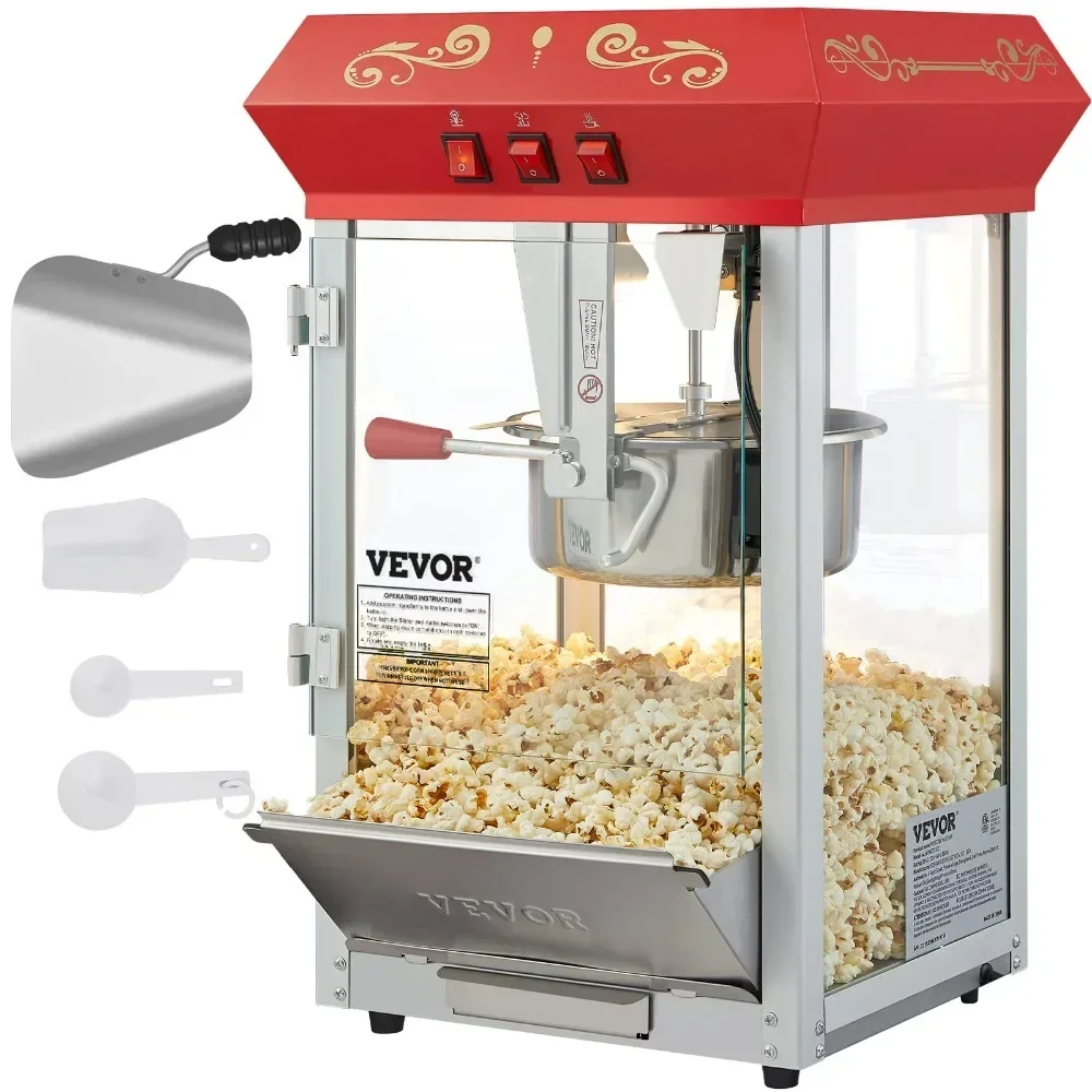 

Commercial Popcorn Machine 8 Oz Kettle, Popper Popcorn Maker for 48 Cups for Batch,Movie Theater Poppers Machine