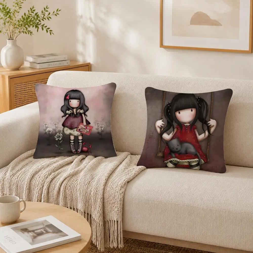 Cartoon S-Santoro Gorjuss Cushion Cover Plush Decorative Pillow Case With Hidden Zipper Cutecore Room Decor For Home