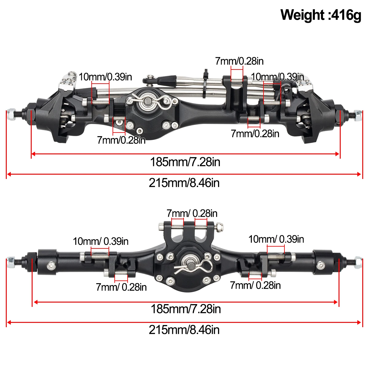 CNC الألومنيوم الجبهة الخلفية F10T مستقيم المحور مجموعة أسود فضي ل 1/10 RC الزاحف سيارة محوري SCX10 II VS4-10 ترقية أجزاء