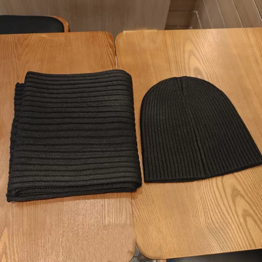 2026 New Solid Color Knitted Cold Hat Women's Autumn and Winter Warm Cover Headcap Scarf Two Piece Set