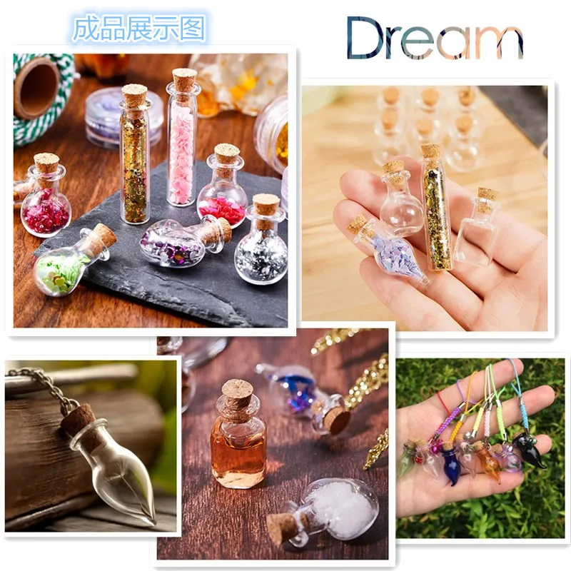 100pcs Mini 1-2 ml Clear Glass Bottle Cork Stopper Small Drifting Wishing Bottles DIY Pendants