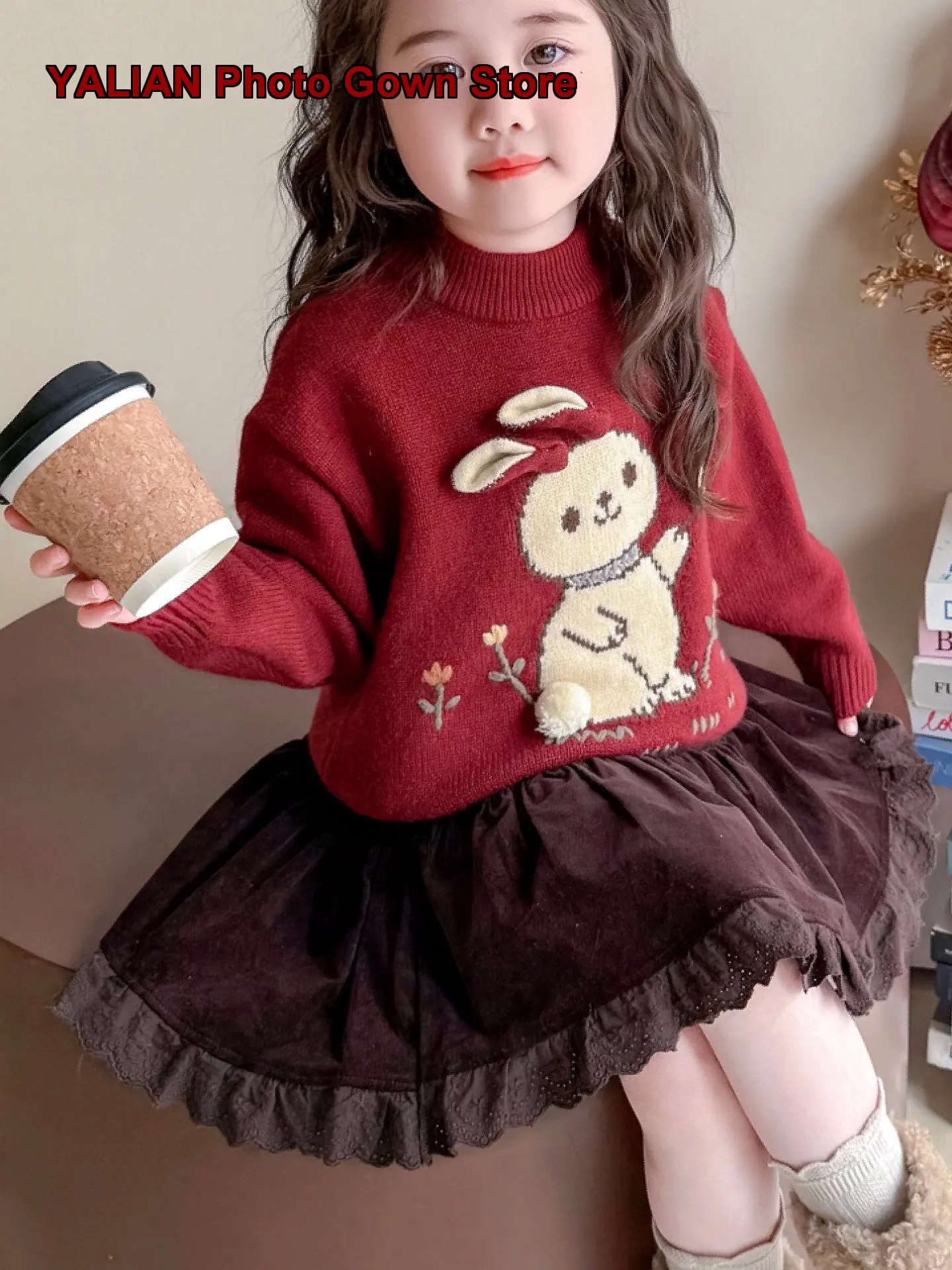 Girls Winter 2025 Chic Knit Base Layer Top Toddler Festive New Year Dress Kids