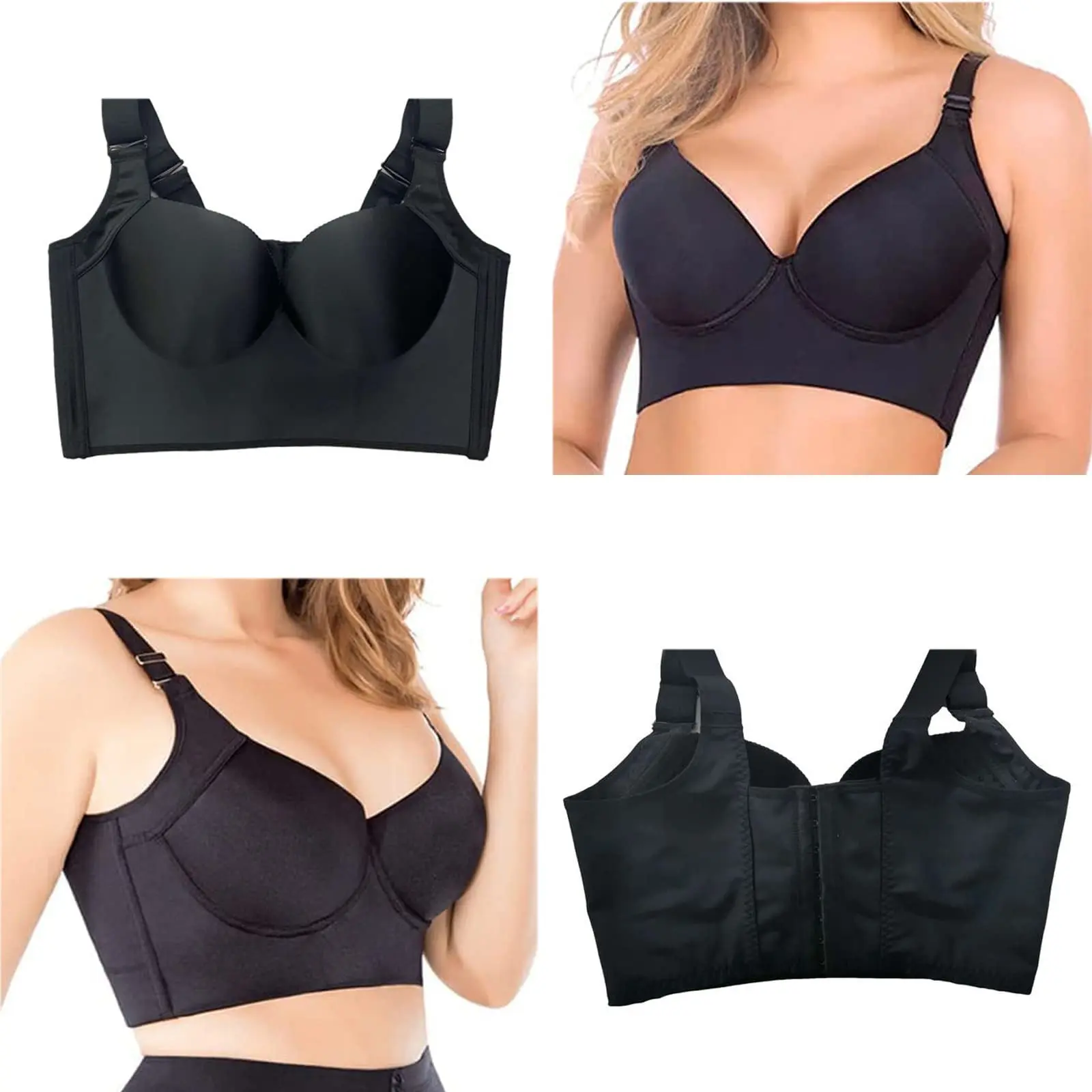 Women\'s Deep V Cup Hide Back Fat Bra With Shapewear Incorporated Full Coverage Push Up Sculpting Uplift Sports Bras For Women