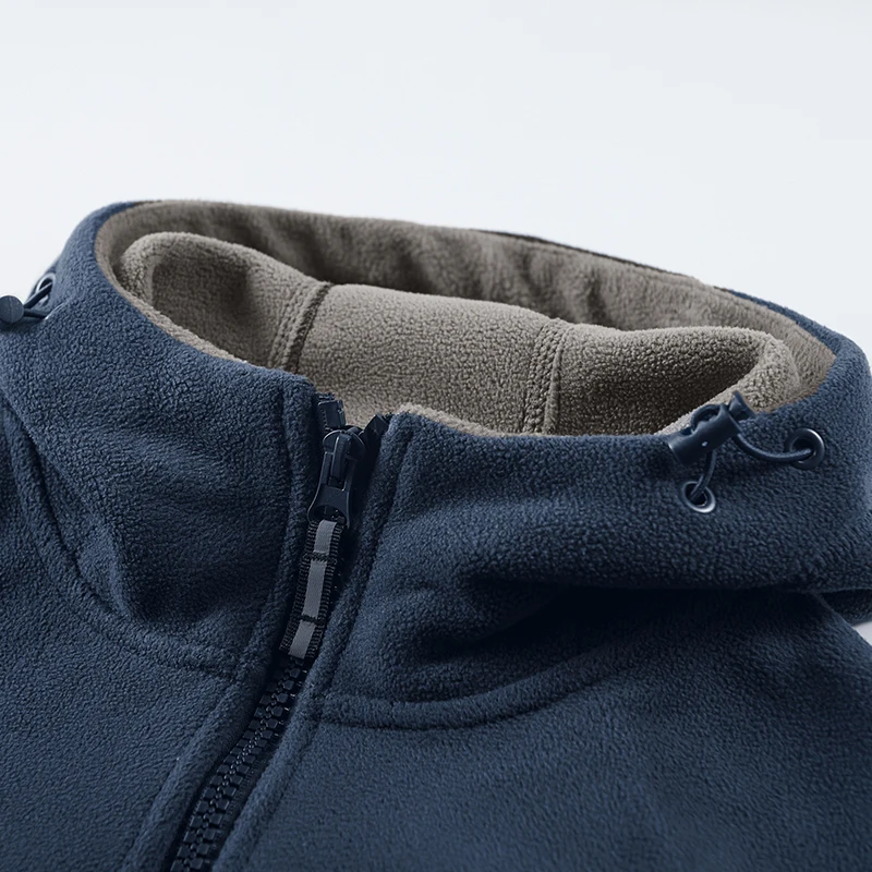 2025 Fleece-Herrenmantel, verdickt, warm, winddicht, lockerer Outdoor-Kragen, Fleece-Kapuzenjacke, norwegisch bedruckt, guter Soldat – Detail 3